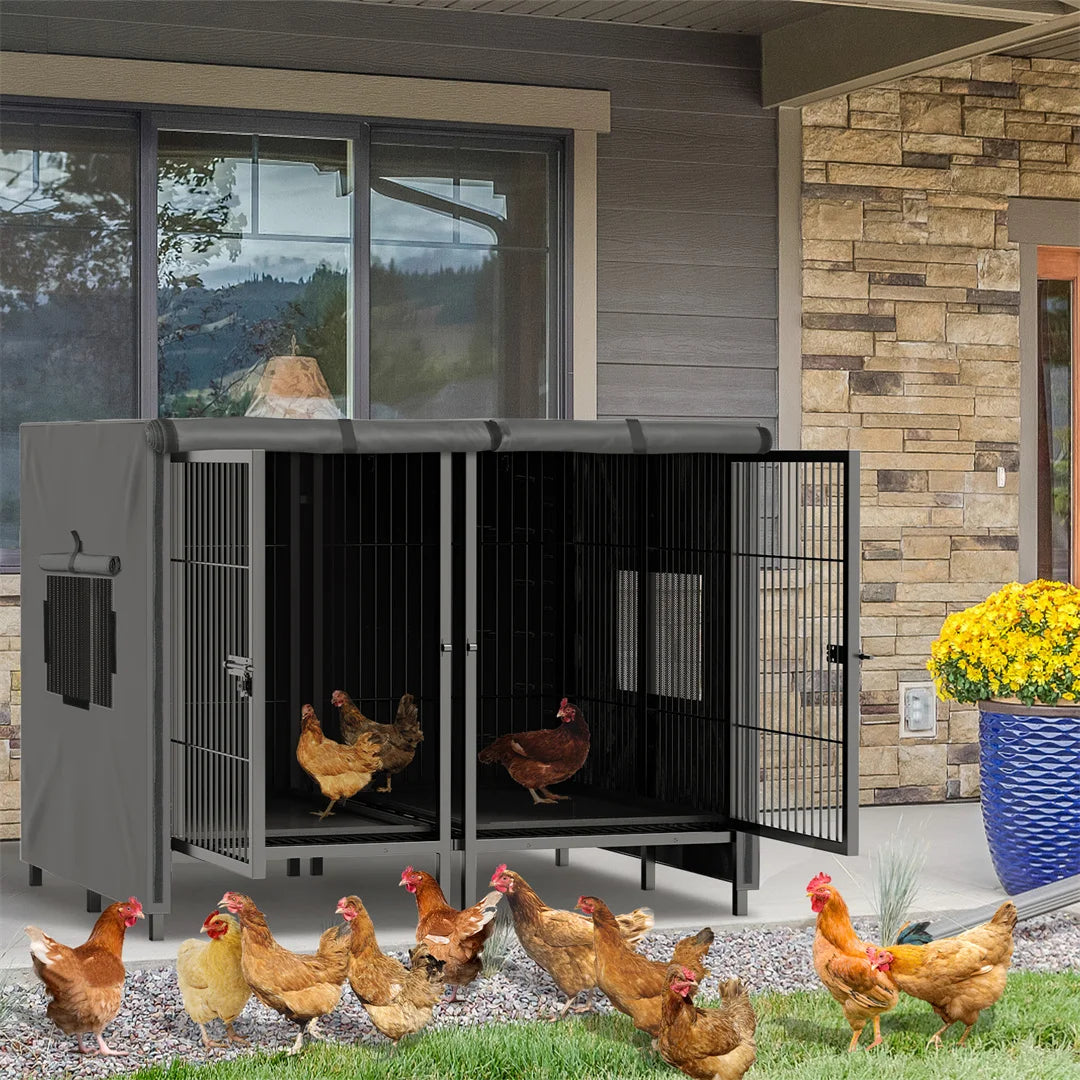 2-in-1 Heavy Duty Metal Dog Cage with Removable Divider,Pet Dog Crate Double Kennel for Two Dogs