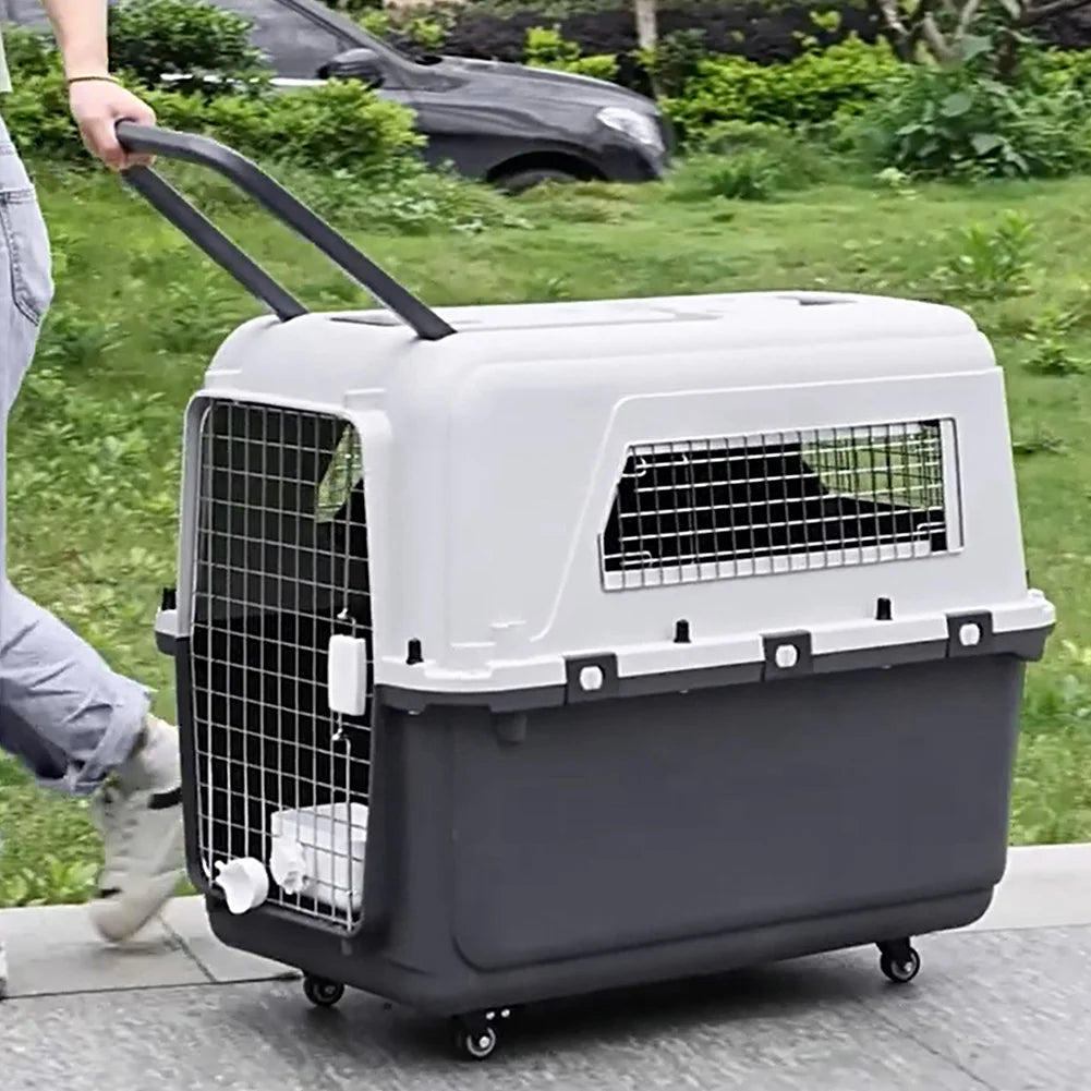 Cats Pet Travel Carrier Length 33in/Width 21.6in/Height 25.2in with Handle & Metal Door Pet Carrier & Crate for Puppies Kittens