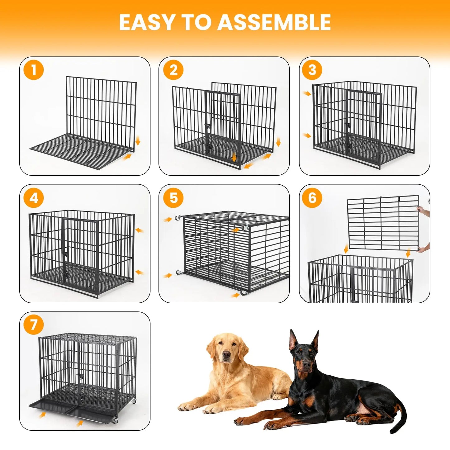 HiMISS Heavy Duty Escape Proof Metal Dog Crate 3 Doors