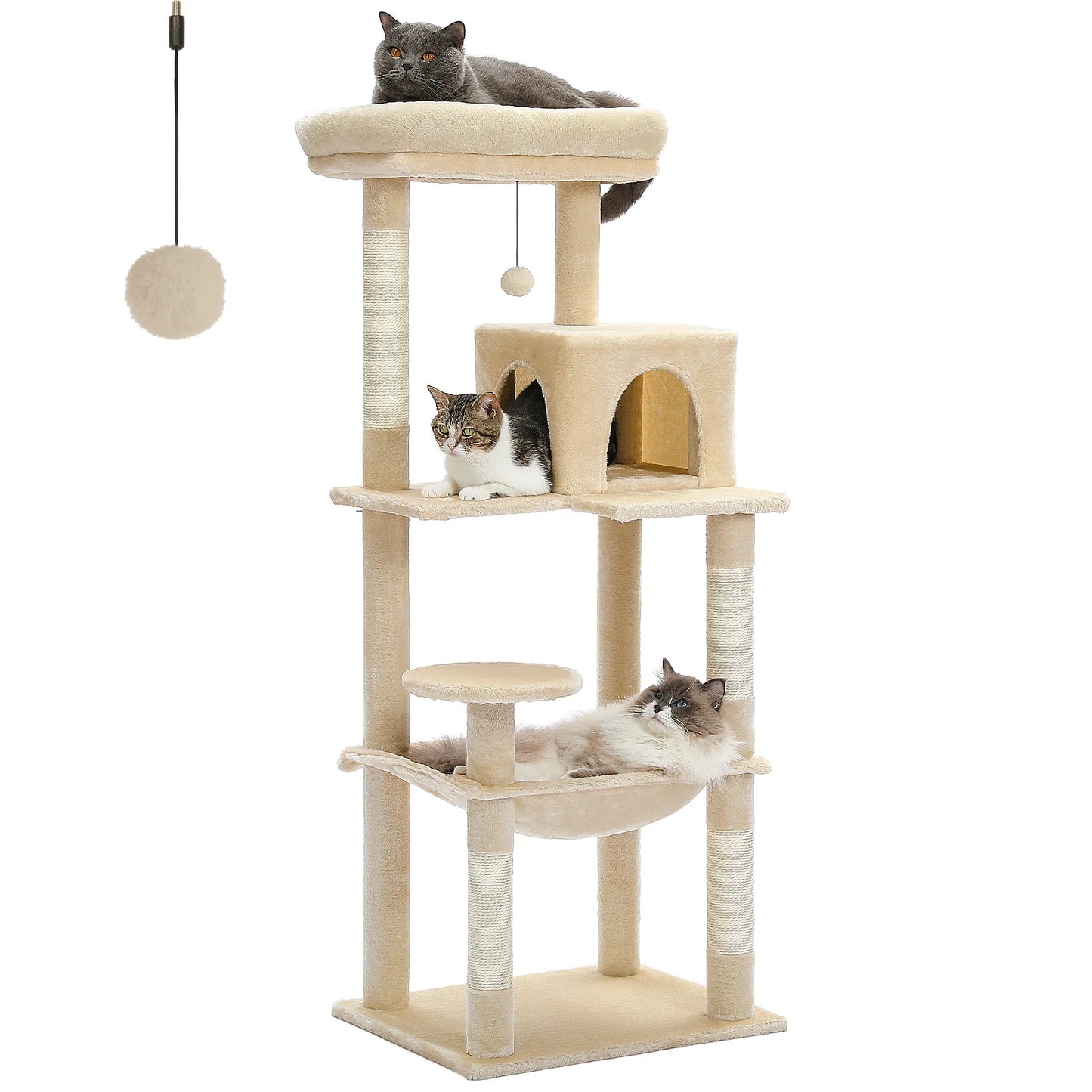 PAWZ Road 5-Level Cat Tree for Indoor Cats With Perch