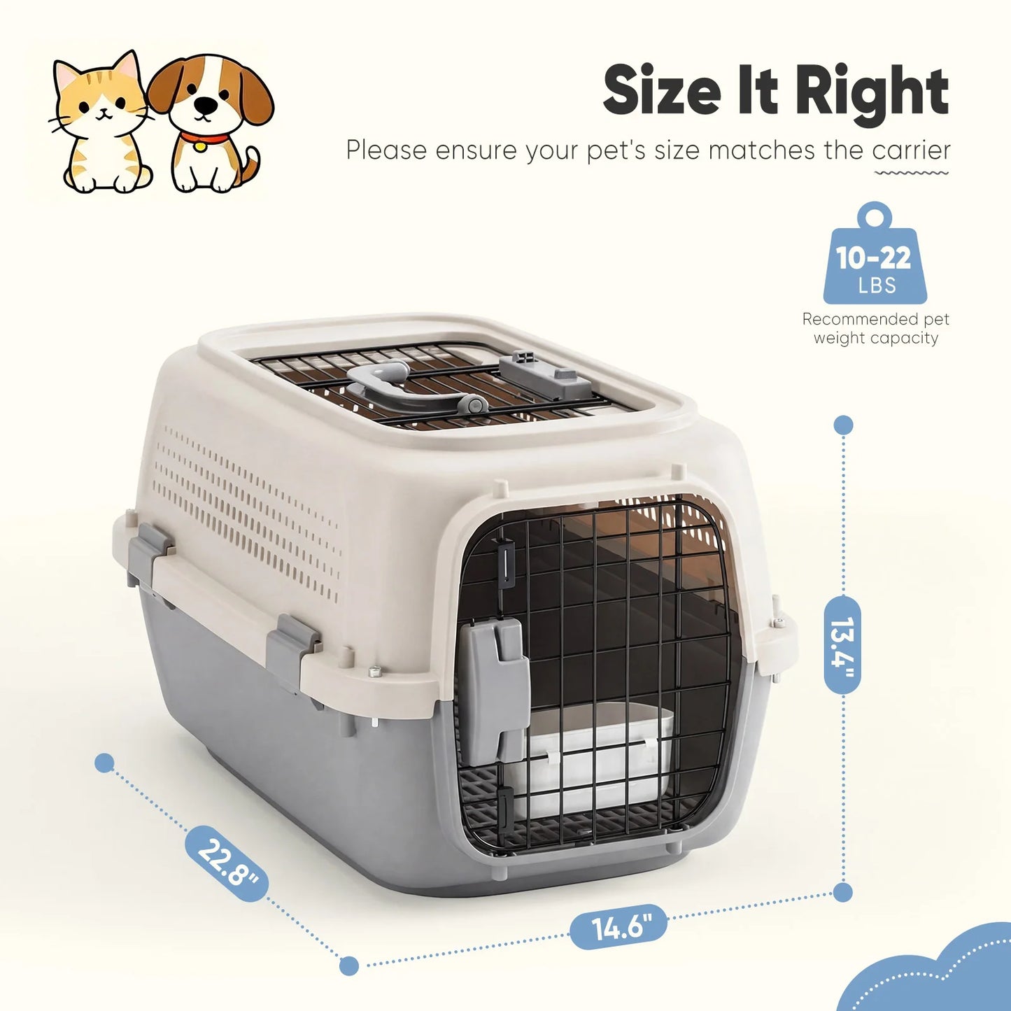 Dog Carrier Cat Carrier for Small/Medium Pets, TSA Airline Approved,Hard-Sided Dog & Cat Carrier, Small Pet Travel Crate with Ha
