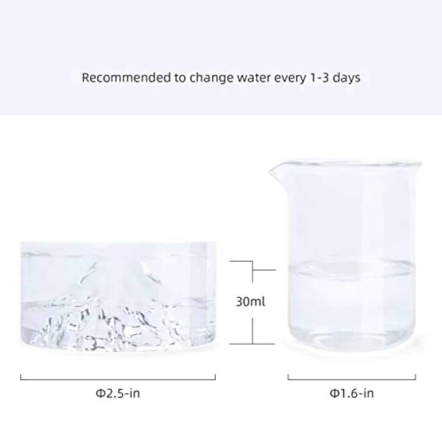 Hamster Feeding and Water Bowls- Mount Fuji Series Glass Drinking Bowls for Dwarf Syrian Hamsters Gerbils Mice Rats or Other Si