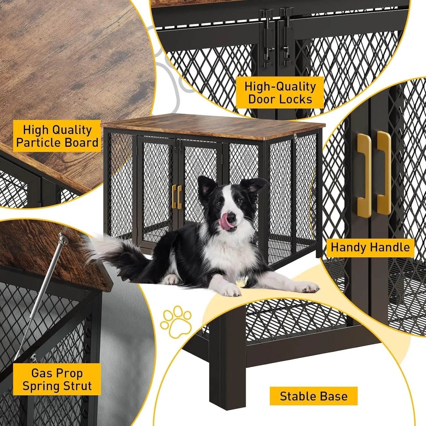 48 Inch Large Dog Crate Furniture with Top Access Door,Heavy Duty Wooden Pet Cage for Medium to Large Dogs Up to 110 Lbs