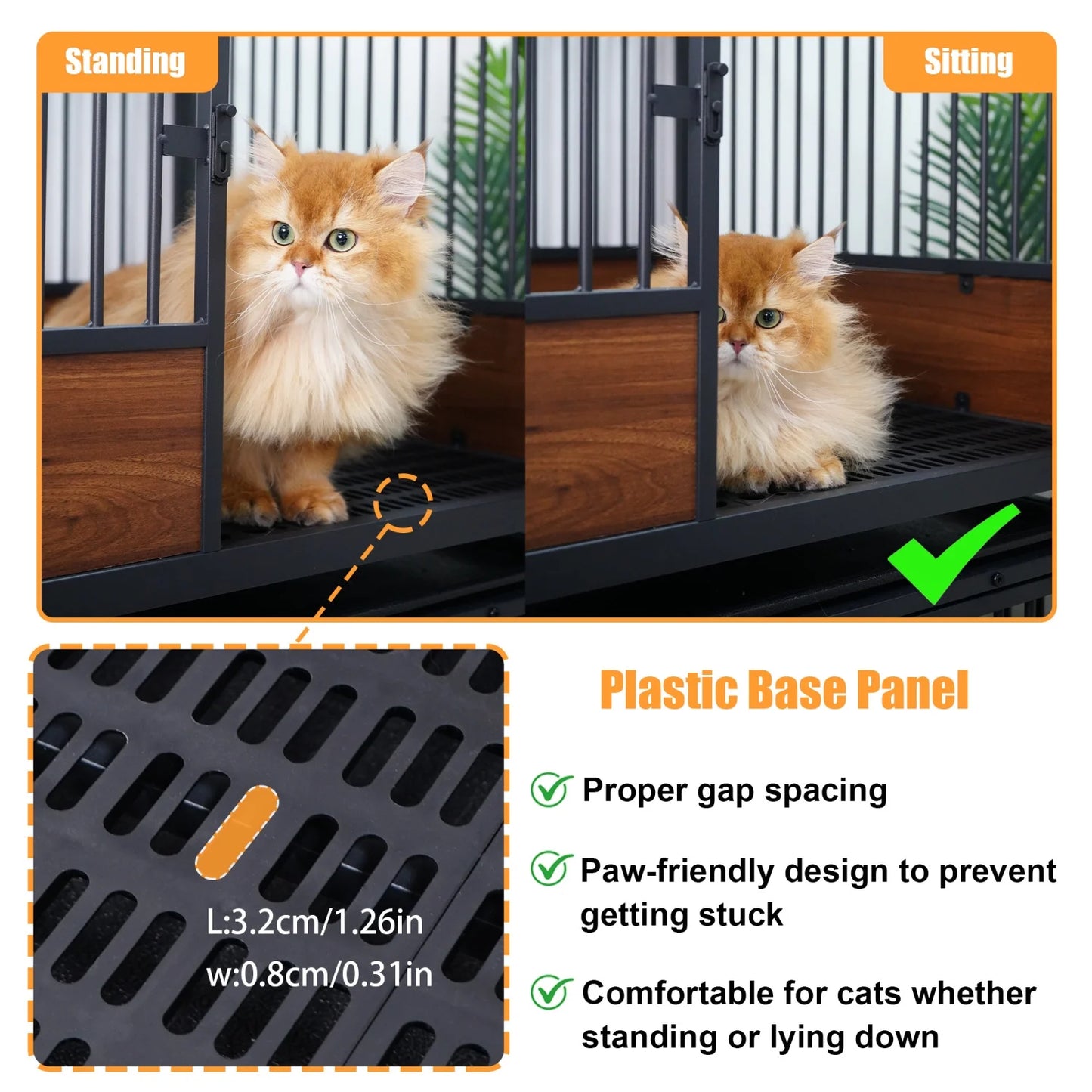 Heavy Duty Dog Crate Cage Kennel Removable Tray Rolling Pet Cat Kitten Whelping Cage on Wheels for Homes Cat Boarding Pet Shops Stackable 2 in 1