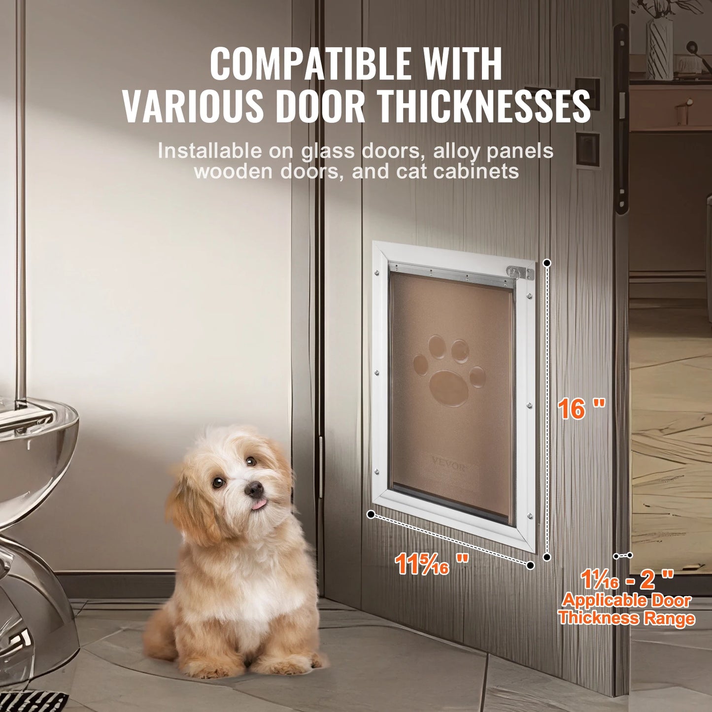 SucceBuy Pet Door Aluminum Frame With Lock And Flap Weatherproof
