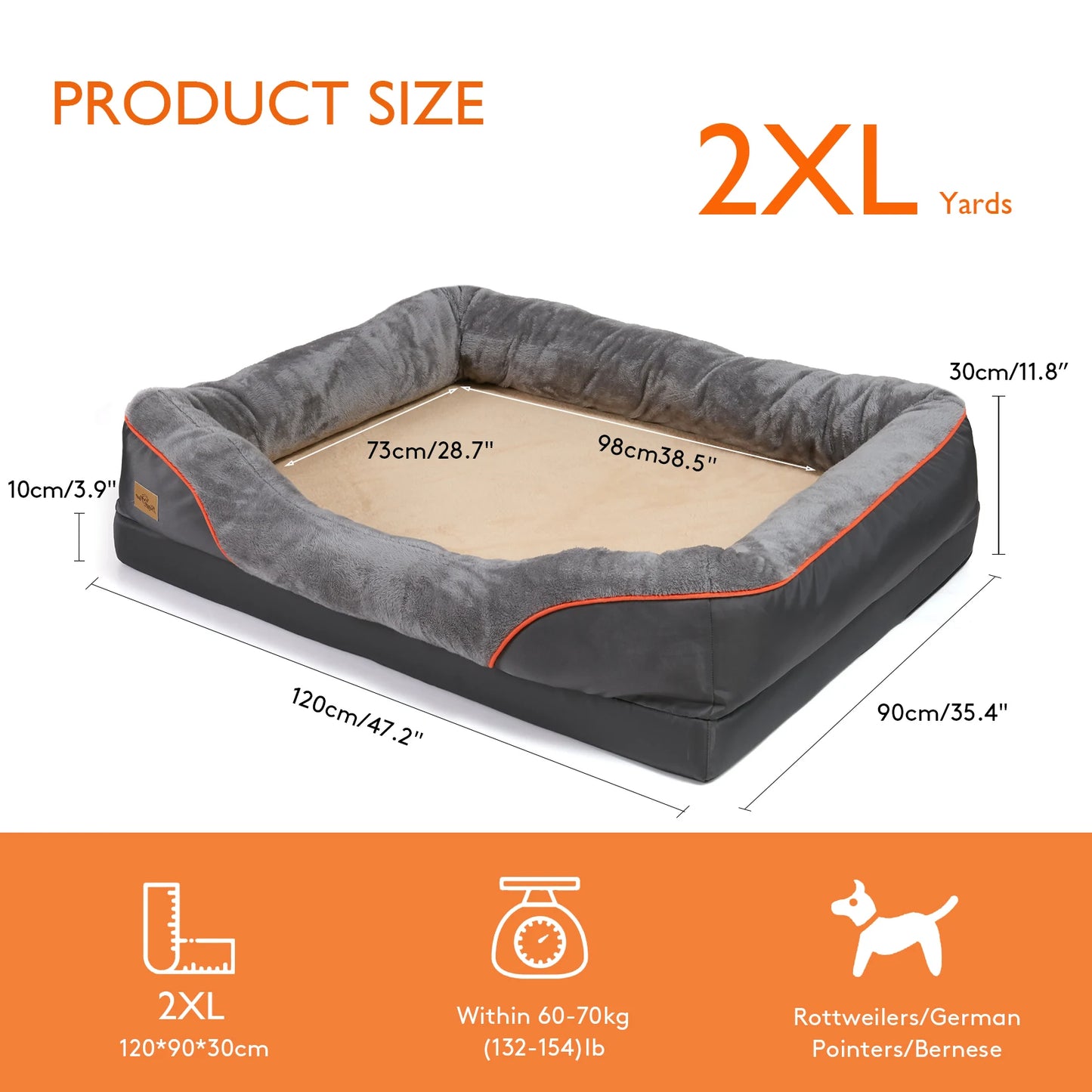 BINGOPAWCN Dog Bed Anti Allergy Warm Fleece Washable Waterproof
