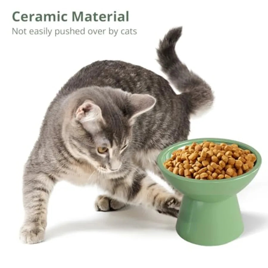Elevated Cat Bowls, Raised Cat Bowl for Indoor Cats, Set of 2 Prevent Whisker Fatigue Pet Food Water Small Dog Feeding Bowl, An