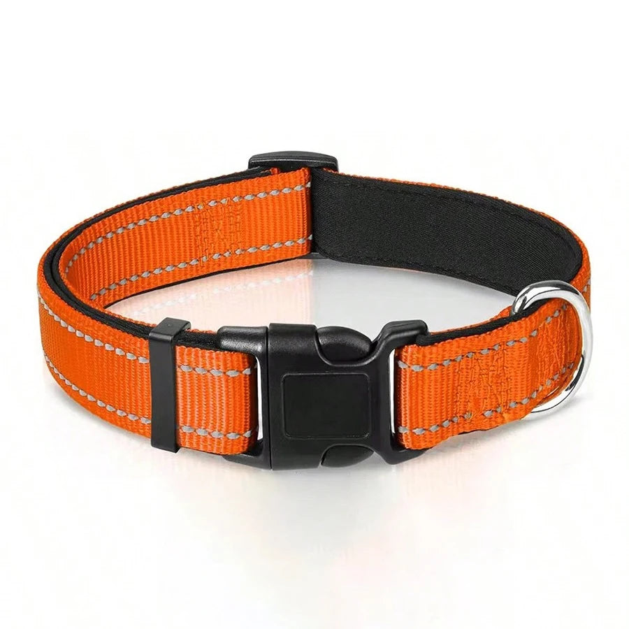 Reflective Dog Collar Soft Padded Breathable Safety Stripes Adjustable Cute Puppy Pet Necklace for Small Medium Large Dog