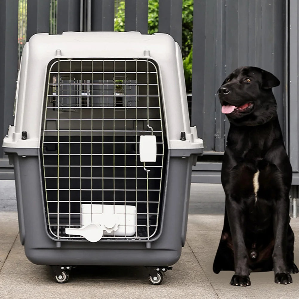 Cats Pet Travel Carrier Length 33in/Width 21.6in/Height 25.2in with Handle & Metal Door Pet Carrier & Crate for Puppies Kittens