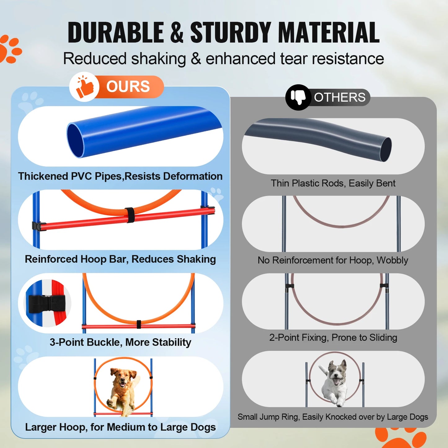 SucceBuy Dog Agility Training Equipment 4 Piece Set Hurdles Poles