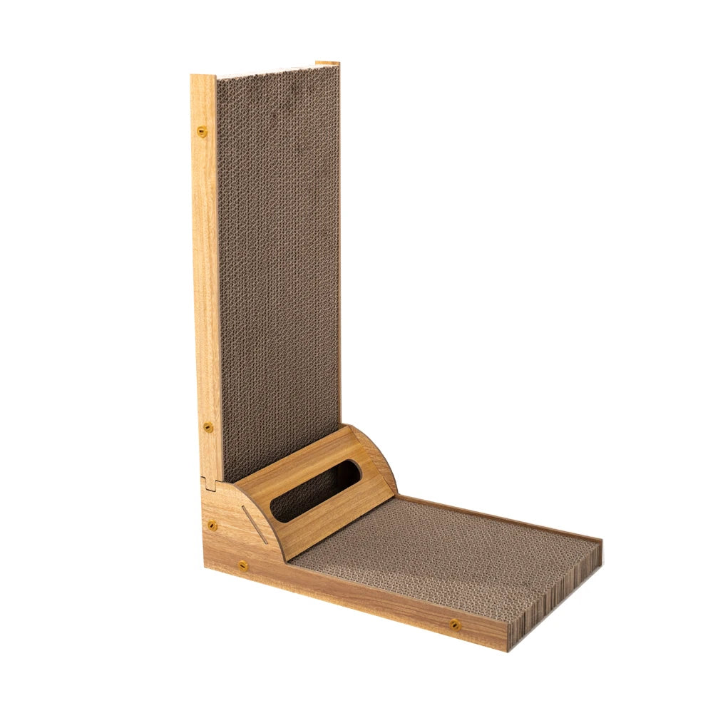 Cat Scratcher, 23.6 Inch L Shape Cat Scratch Pad Wall Mounted, Cat Scratching Cardboard with Ball Toy for Indoor Cats