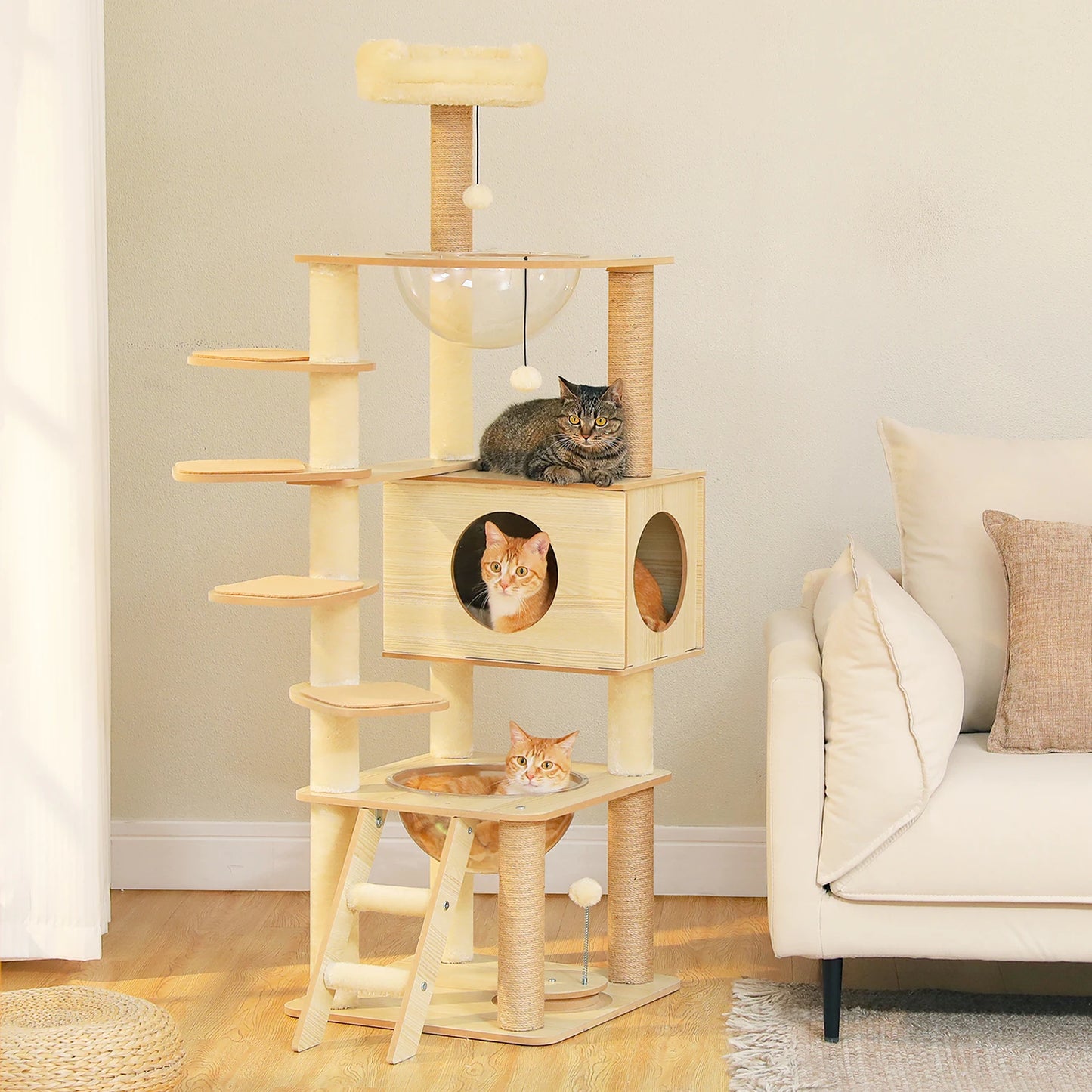 PAWZ Road Multi Level Cat Tree Indoor Wood Tower with Scratching Posts