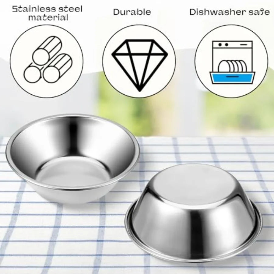 2 Pack 5.5" Metal Cat and Dog Small Bowls Stainless Steel Pet Bowls Set, Replacement Dog Food Bowl for Food and Water for Small