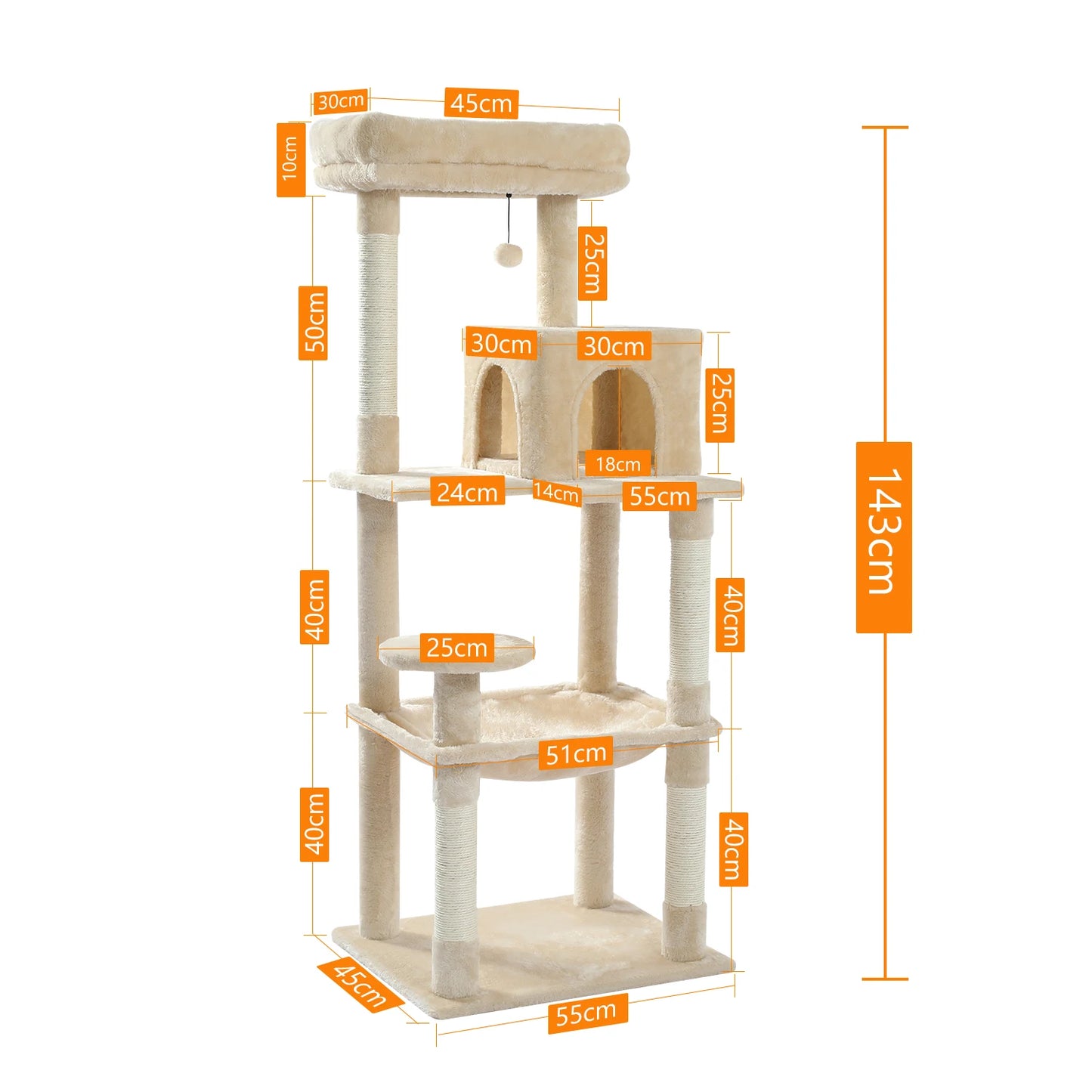 PAWZ Road 5-Level Cat Tree for Indoor Cats With Perch