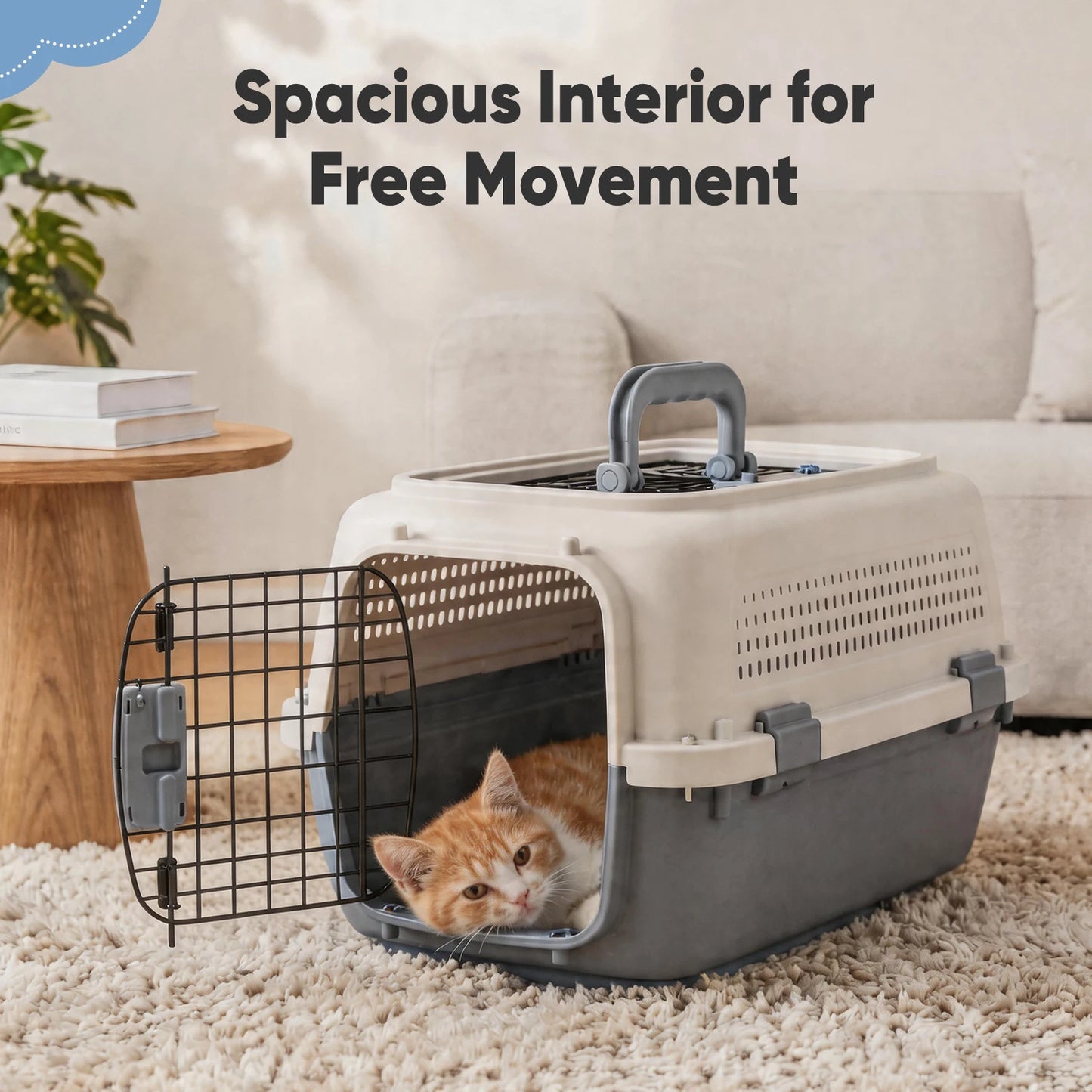 Dog Carrier Cat Carrier for Small/Medium Pets, TSA Airline Approved,Hard-Sided Dog & Cat Carrier, Small Pet Travel Crate with Ha